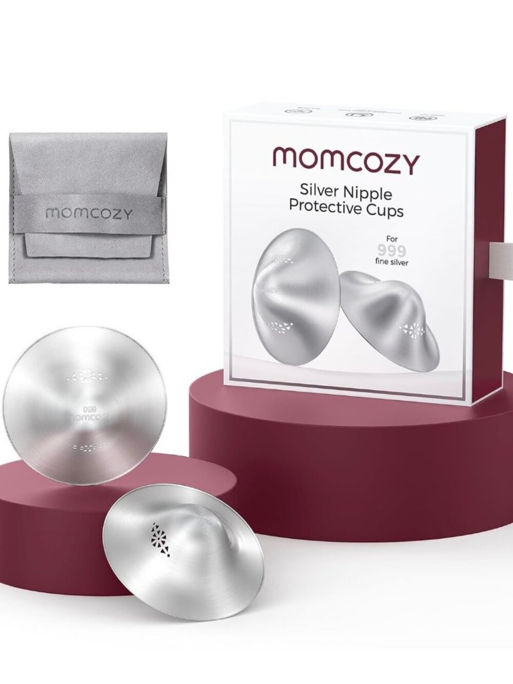 Momcozy Silver Nipple Protective Cups 999 Fine Silver